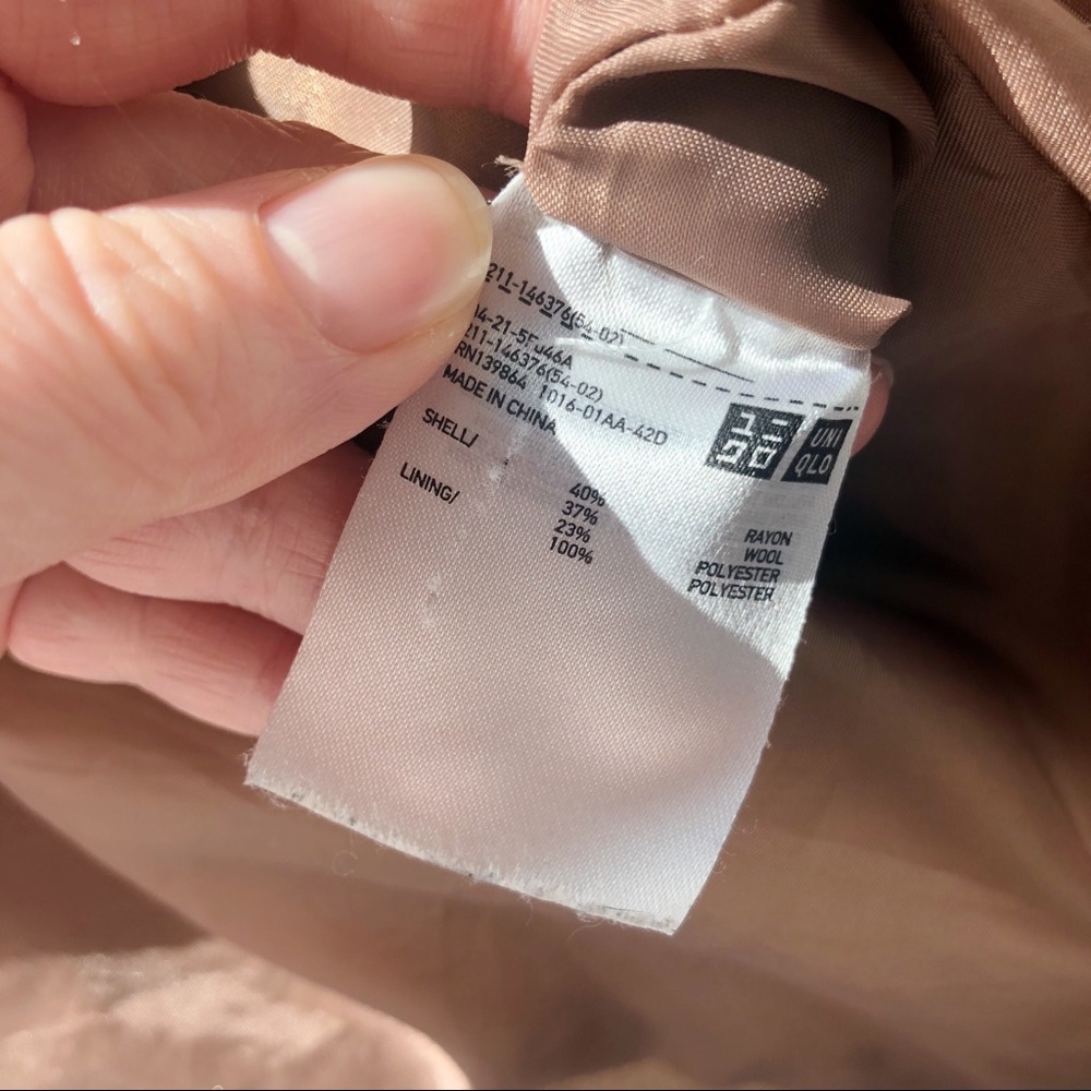 SOLD Uniqlo Women Wool Camel Coat / Blazer Size M - Picture 8 of 8